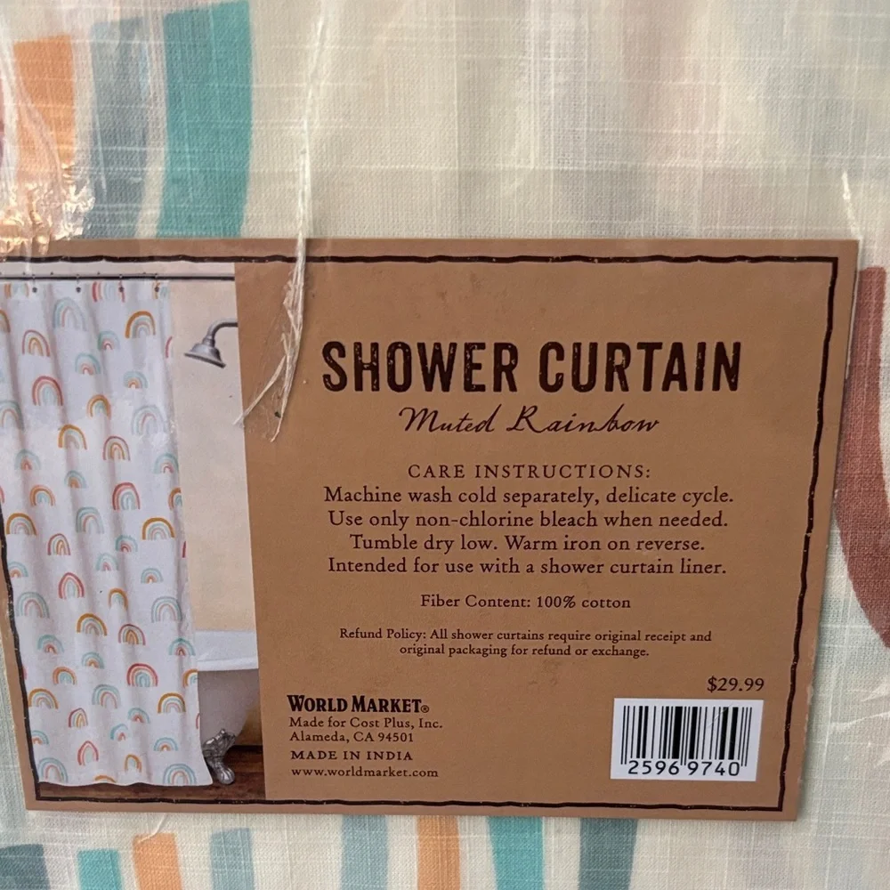 Cost Plus World Market Muted Rainbow Shower Curtain